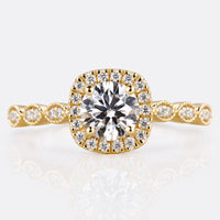 Round Brilliant Cut Lab-Grown Diamond Halo Pavé Ring 0.55 CT