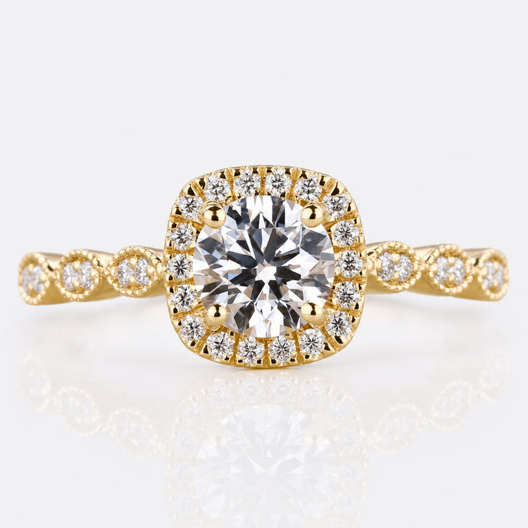 Round Brilliant Cut Lab-Grown Diamond Halo Pavé Ring 0.55 CT