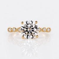 Round Lab-Grown Diamond Marquise Pavé Vintage Style Ring 0.5 - 2 CT