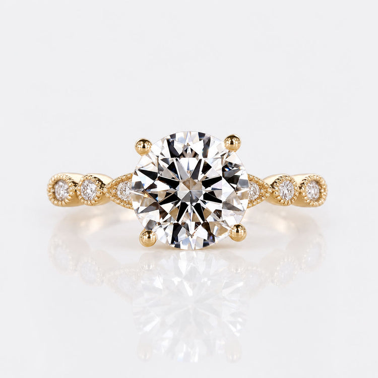 Round Lab-Grown Diamond Marquise Pavé Vintage Style Ring 0.5 - 2 CT