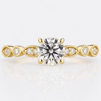 Round Lab-Grown Diamond Marquise Pavé Vintage Style Ring 0.5 - 2 CT