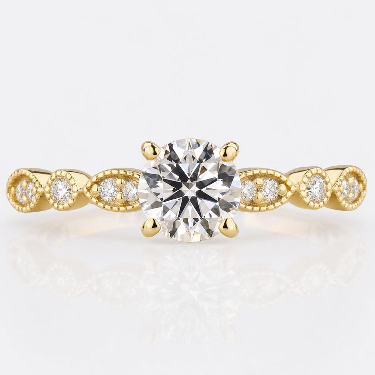 Round Lab-Grown Diamond Marquise Pavé Vintage Style Ring 0.5 - 2 CT