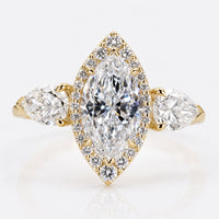 Marquise and Pear Cut Lab-Grown Diamond Three Stone Ring 1 - 3 CT