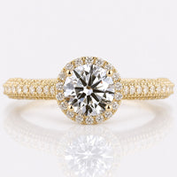 Round Hearts and Arrows Cut Lab-Grown Diamond Pavé Ring 0.5 - 2 CT
