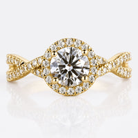Round Cut Lab-Grown Diamond Contemporary Halo Pavé Ring 0.5 - 2 CT
