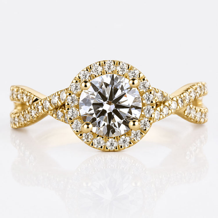 Round Cut Lab-Grown Diamond Contemporary Halo Pavé Ring 0.5 - 2 CT