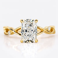Elongated Cushion Cut Lab-Grown Twisted Shank Diamond Ring 1 - 2 CT