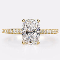 Elongated Cushion Cut Lab-Grown Diamond Pavé Ring 1 - 2 CT