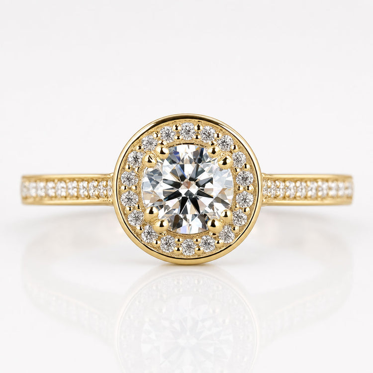 Round Lab-Grown Diamond Pavé Halo Ring 0.5 - 2 CT