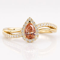 Pear Cut Pink Lab-Grown Diamond Pavé Halo Ring 0.5 CT