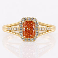 Radiant Cut Pink Lab-Grown Diamond Split Shank Pavé Ring 1 CT