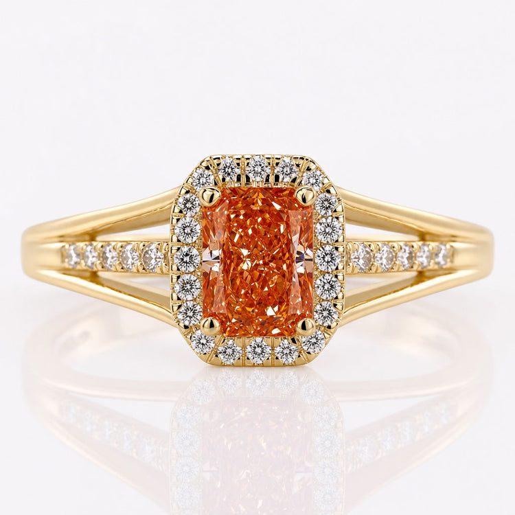 Radiant Cut Pink Lab-Grown Diamond Split Shank Pavé Ring 1 CT
