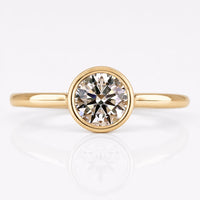 Round Cut Lab-Grown Diamond Solitaire Bezel Set Ring 0.2 - 2 CT