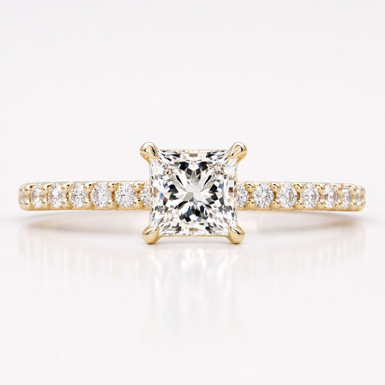 Princess Cut Lab-Grown Diamond Pavé Ring 0.5 - 2 CT