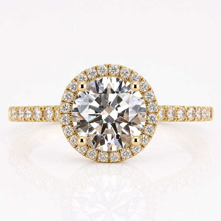 Round Brilliant Cut Lab-Grown Diamond Pavé Halo Ring 0.5 - 3 CT