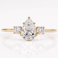 Pear Cut Lab-Grown Diamond Round Three Stone Ring 0.7 - 2 CT