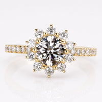 Round Cut Lab-Grown Diamond Cluster Halo Ring 0.5 - 2 CT