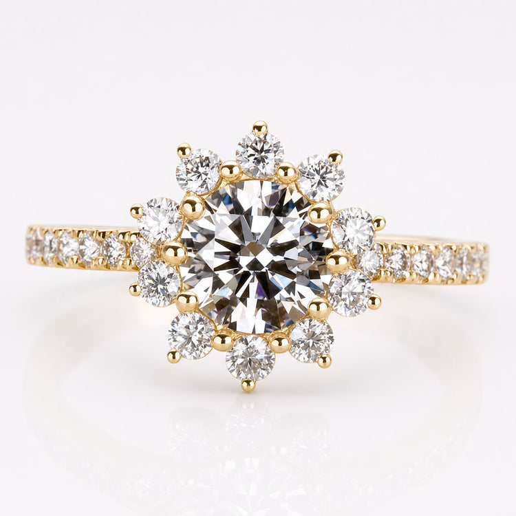 Round Cut Lab-Grown Diamond Cluster Halo Ring 0.5 - 2 CT