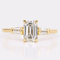 Emerald Cut Lab-Grown Diamond Baguette Side Stone Ring 1 CT