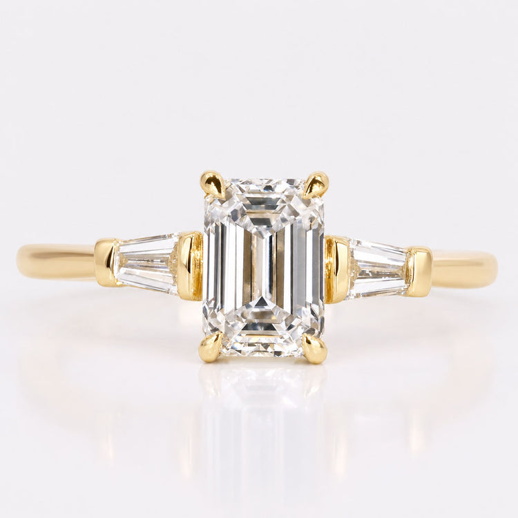 Emerald Cut Lab-Grown Diamond Baguette Side Stone Ring 1 CT