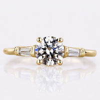 Round Lab Grown Diamond Baguette Side Stone Ring 0.8 - 2 CT