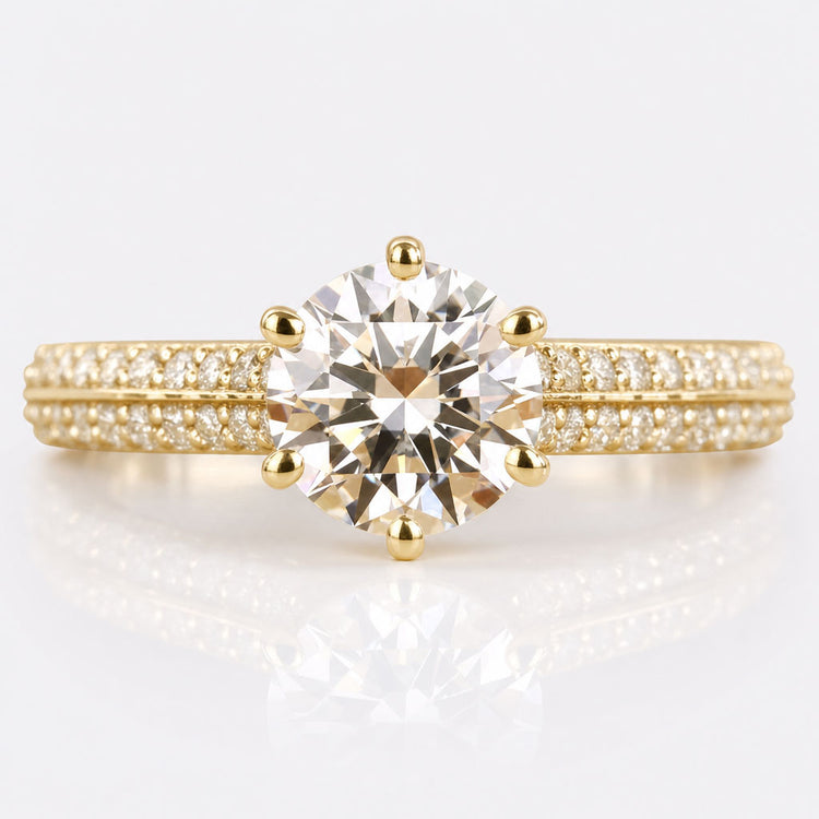 Round Lab-Grown Diamond Knife Edge Pavé Shank Ring 1 - 2 CT
