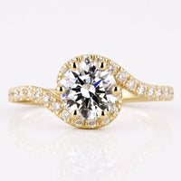 Round Lab-Grown Diamond Bypass Shank Halo Ring 0.5 - 3 CT