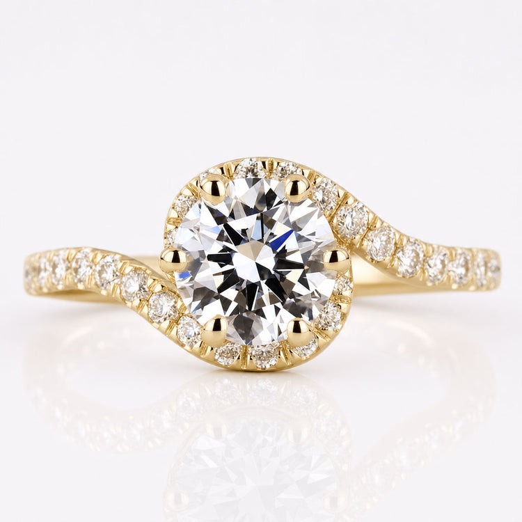 Round Lab-Grown Diamond Bypass Shank Halo Ring 0.5 - 3 CT