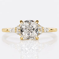 Cushion Cut Lab-Grown Diamond Side Stones Ring 1 - 2 CT