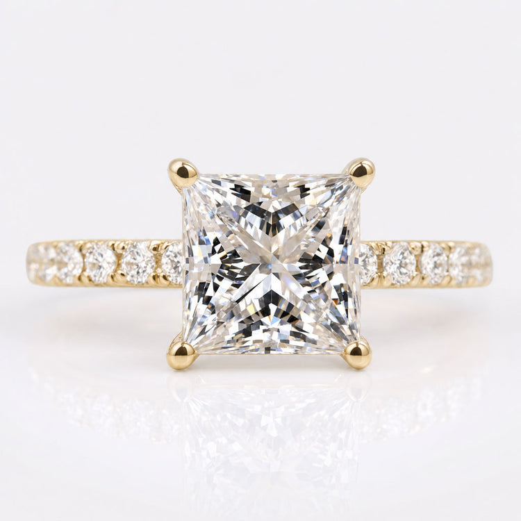 Princess Cut Lab-Grown Diamond Pavé Ring 0.5 - 3 CT