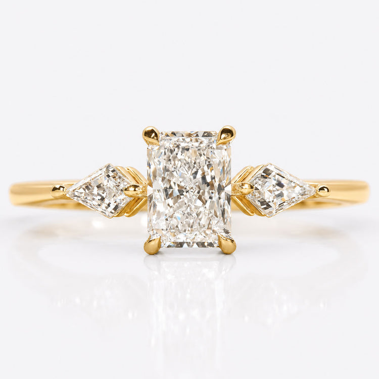 Radiant Cut Lab-Grown Diamond Kite Cut Side Stone Ring 1 CT