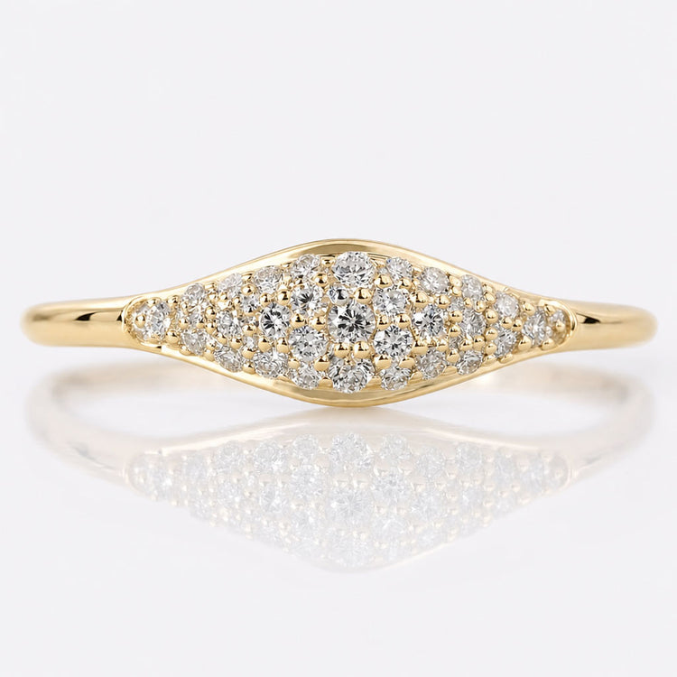 Round Brilliant Cut Lab-Grown Diamond Pavé Signet Ring 0.2 TCW