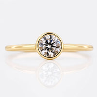 Round Lab-Grown Diamond Bezel Set Solitaire Ring 0.2 - 2 CT