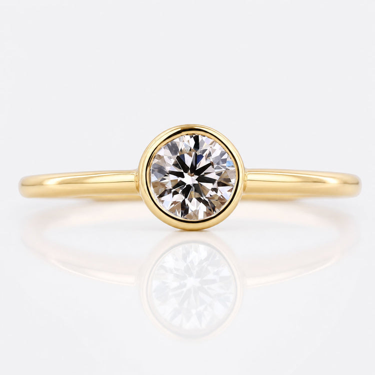 Round Lab-Grown Diamond Bezel Set Solitaire Ring 0.2 - 2 CT