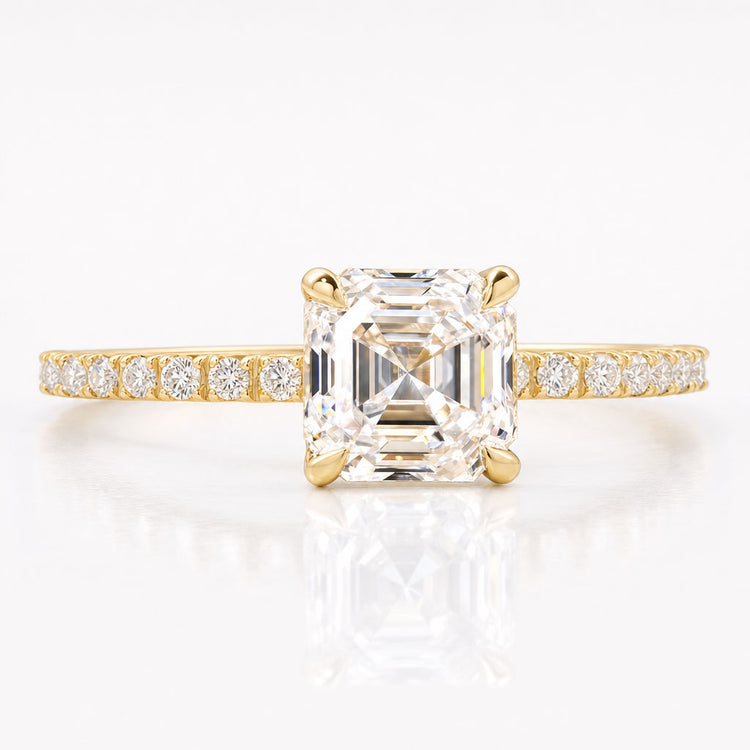 Asscher Cut Lab-Grown Diamond Pavé Ring 1 - 3 CT