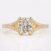 Elongated Cushion Cut Lab-Grown Diamond Split Shank Pavé Ring 1 - 2 CT