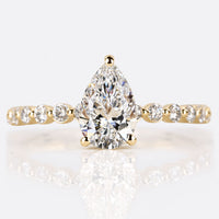 Pear Cut Lab-Grown Diamond Hidden Halo Bubble Pavé Ring 1 - 2 CT