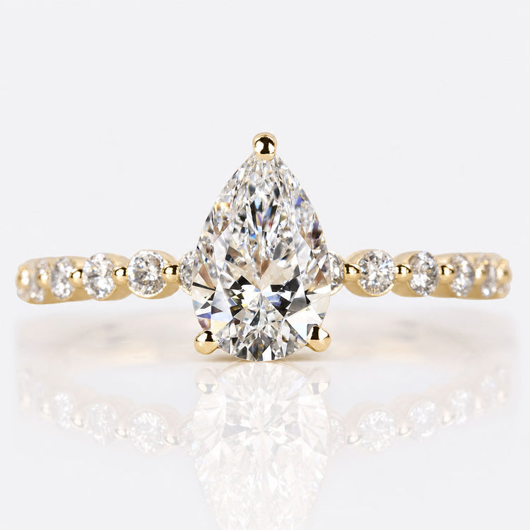 Pear Cut Lab-Grown Diamond Hidden Halo Bubble Pavé Ring 1 - 2 CT
