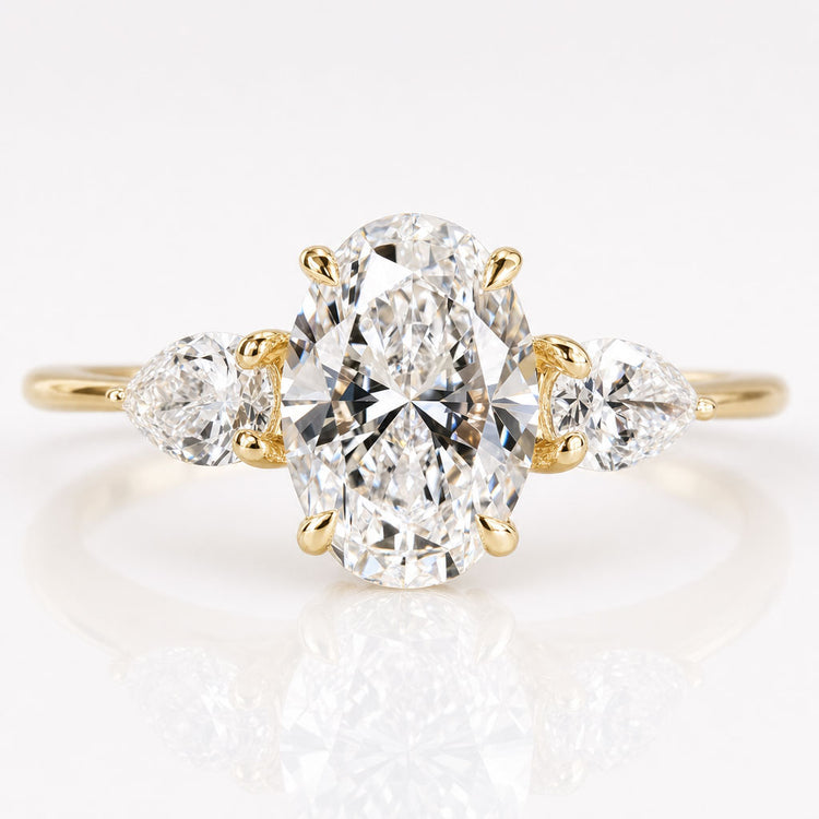 Oval Lab-Grown Diamond Pear Three Stone Ring 1 - 2 CT
