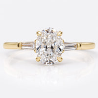 Oval Lab-Grown Diamond Side Baguette Three Stone Ring 1 - 2 CT