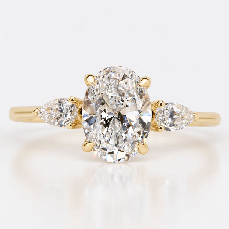 Oval Cut Lab-Grown Diamond Distance Pavé Ring 1 - 2 CT