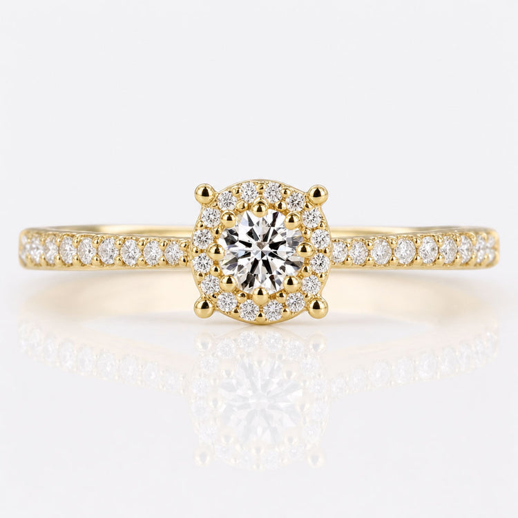Round Brilliant Lab-Grown Diamond Pavé Halo Ring 0.1 - 1 CT
