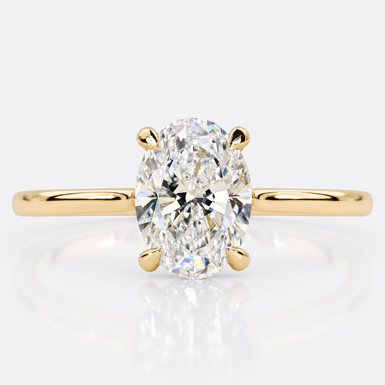 Oval Cut Lab-Grown Diamond Four Prong Solitaire Ring 1 – 2 CT