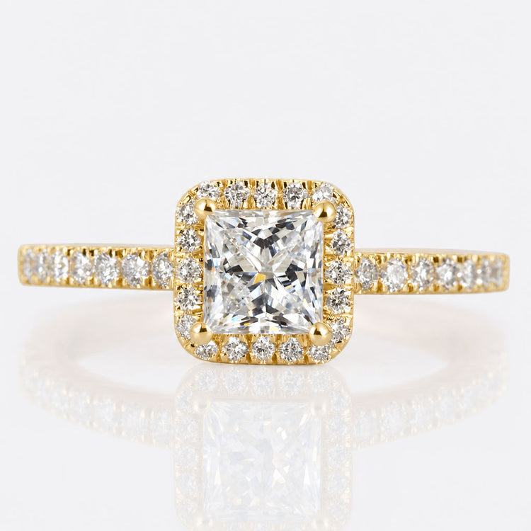 Princess Cut Lab-Grown Diamond Halo Pavé Ring 0.5 - 2 CT