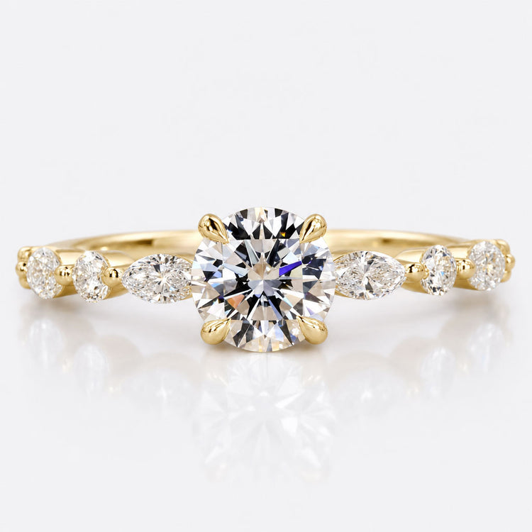 Round Brilliant Cut Lab-Grown Diamond Marquise Pavé Ring 0.8 - 2 CT