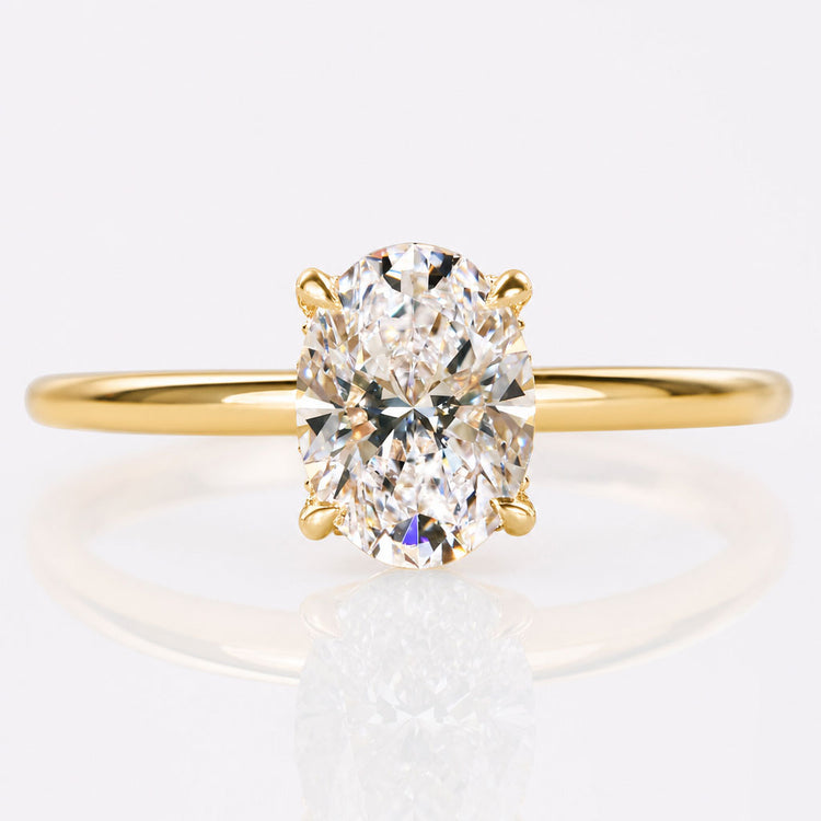 Oval Cut Lab-Grown Diamond Hidden Halo Solitaire Ring 0.5 – 2 CT