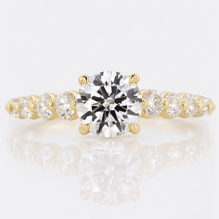 Round Brilliant Cut Lab-Grown Diamond Floating Bubble Prongs Pavé Ring 1 - 3 CT
