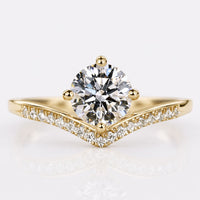 Round Brilliant Cut Lab-Grown Diamond Ring Chevron Pavé Band Ring 0.8 - 3 CT