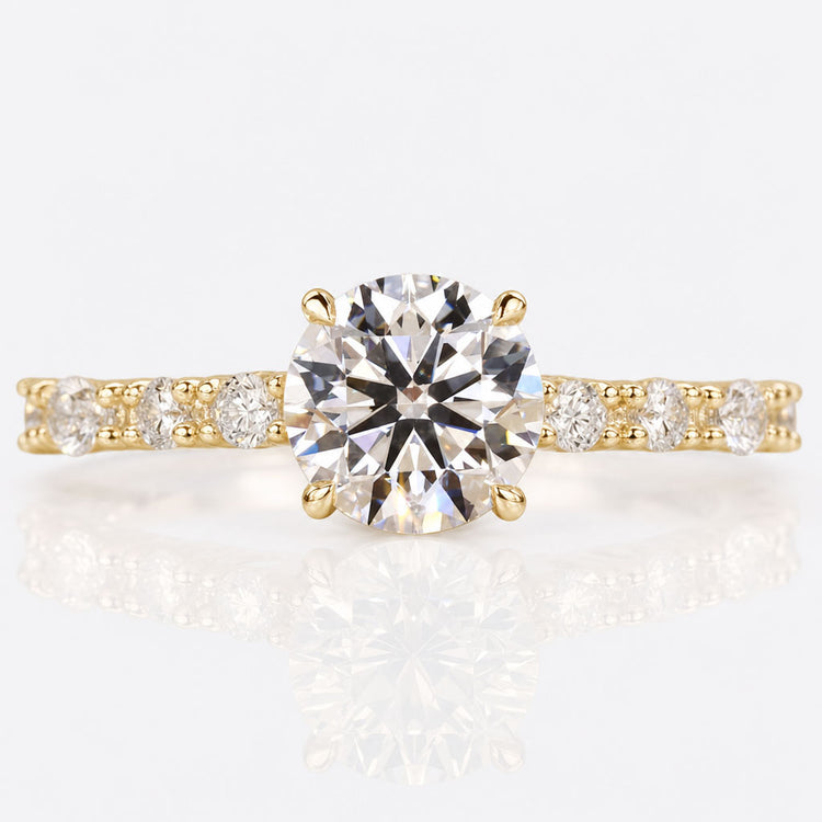 Round Brilliant Cut Lab-Grown Diamond Hidden Halo Marquise Pavé Ring 0.8 - 3 CT