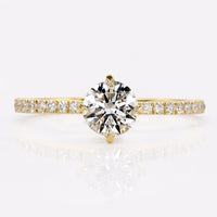 Round Brilliant Cut Lab-Grown Diamond Hidden Halo Tapered Pavé Band Ring 0.5 - 2 CT